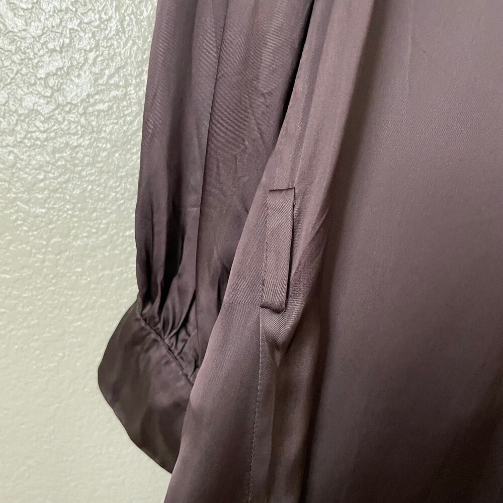 Scanlan Theodore Dress Womens Medium Brown Satin Mini Quiet Luxury Minimalist - Picture 9 of 14